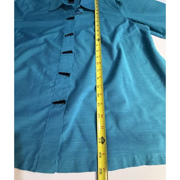 Ali Miles Womens Sz PXL Blue Boxy Button Up Top Lagenlook Wearable Art Artsy - Picture 10 of 11